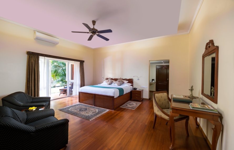 A Deluxe Guest Room At Soukya With Garden Access